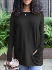 New Long Sleeve Thumbhole Sweater Pocket Tunic