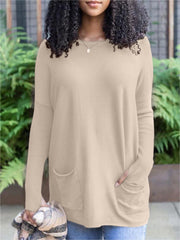 New Long Sleeve Thumbhole Sweater Pocket Tunic