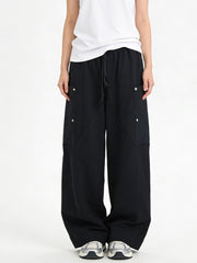 Women's Contrast Pocket Wide-Leg Sweatpants