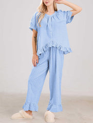 Women's 2 Piece Gingham Pajama Set