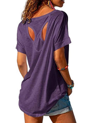 Women's Open Back Workout Casual Athlete T-Shirts