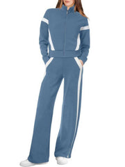 Women's Zip Up Sweatshirt and Wide Leg Sweatpant 2 Piece Sweatsuit