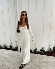 Fall New Sleeved Knit Midi Dress