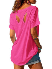 Women's Open Back Workout Casual Athlete T-Shirts