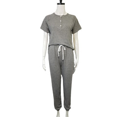 Loose Short-sleeved Button Casual Set