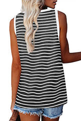 V-neck Splicing Sleeveless T-shirt Female