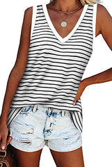 V-neck Splicing Sleeveless T-shirt Female