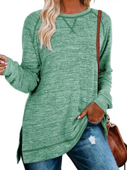 Women's Fall Side slit Long Sleeve Shirts Tunic Tops