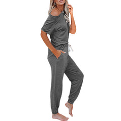 Loose Short-sleeved Button Casual Set