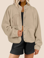 Women's Button Down Fuzzy Fleece Jacket