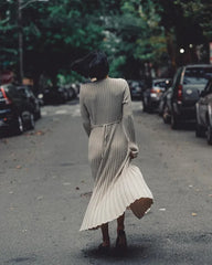 Fall New Sleeved Knit Midi Dress