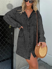 Women's Washed Denim Shirt Dress