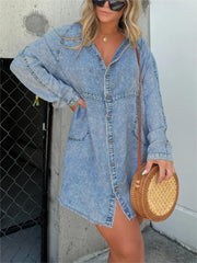 Women's Washed Denim Shirt Dress