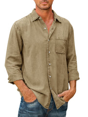 🔥Men's Denim Long Sleeve Button Down Shirt