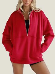 Women's Half Zip Oversized Sweatshirt with Pockerts