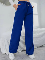 Solid Drawstring Slant Pocket Sweatpants