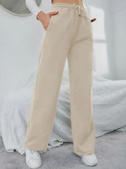 Solid Drawstring Slant Pocket Sweatpants