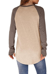 Women's Tunic Curved Hem Thumb Hole Shirts