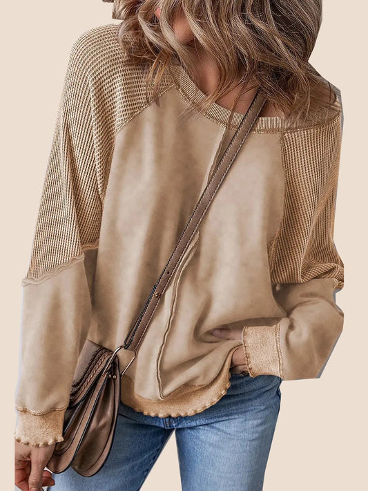 Women's Reverse Seam Waffle Knit Sweatshirt