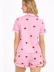 Women's Valentine Heart Striped Pajama Set