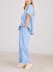 Women's 2 Piece Gingham Pajama Set