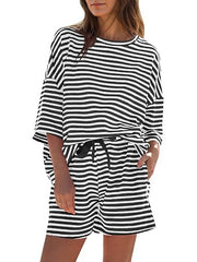 Women's Striped 3/4 Sleeve Lounge Sets