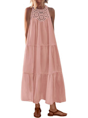 2026 Women's Boho Sleeveless Hollow Out Maxi Dress