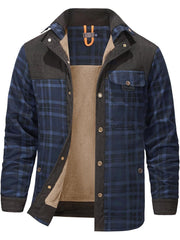Men's Warm Plaid Fleece-Lined Outdoor Jacket