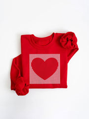 Women's Valentine's Day Striped Heart Print Crewneck Sweatshirt