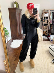 Women's Fleece Warm Overalls Loose Casual Jumpsuits