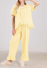Women's 2 Piece Gingham Pajama Set