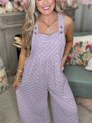 Women's Checker Detail Wide Leg Overalls