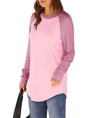 Women's Tunic Curved Hem Thumb Hole Shirts