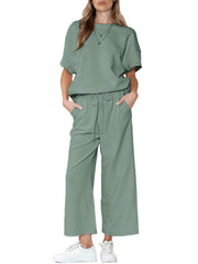 Women's Two Piece Textured Sports Casual Suit