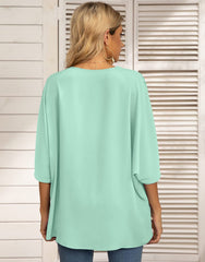 Summer New Women's Bat Sleeve V-neck T-shirt