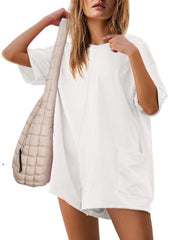 Women's Summer Oversized Reversible Tee Romper