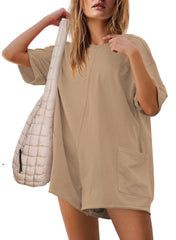 Women's Summer Oversized Reversible Tee Romper