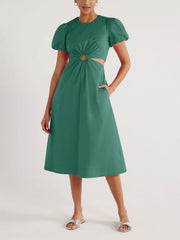 Bubble Sleeve Cutout Dress