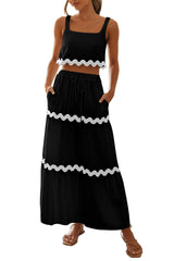 Women's Square Neck Lace Up Half Skirt Set