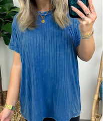 Washed Ribbed Plunger Short Sleeve