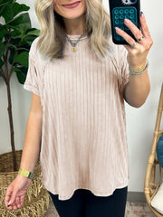 Washed Ribbed Plunger Short Sleeve