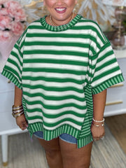 Women's Retro Striped Color Block Top
