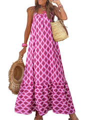 Women's Spaghetti Strap Ruffled Bohe Maxi Dress