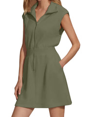 Women's Zipper Mini Dress with Pockets