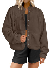 Women's Button Down Fuzzy Fleece Jacket