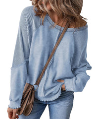 Women's Reverse Seam Waffle Knit Sweatshirt