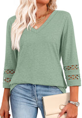 Women's 3/4 Length Sleeve Trendy V Neck T-Shirts