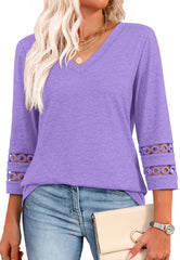 Women's 3/4 Length Sleeve Trendy V Neck T-Shirts