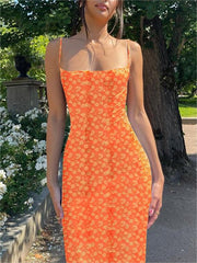 Seductive Blossom Backless Maxi Dress