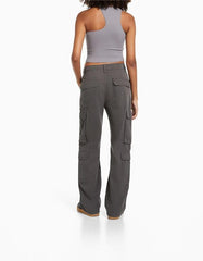 Adjustable Multi-pocket Twill Cargo Trousers